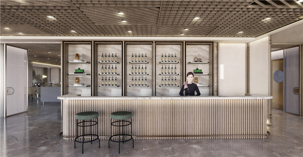 洛陽富饒商務酒店餐廳吧臺裝修設計效果圖 洛陽富饒商務酒店餐廳吧臺裝修設計效果圖