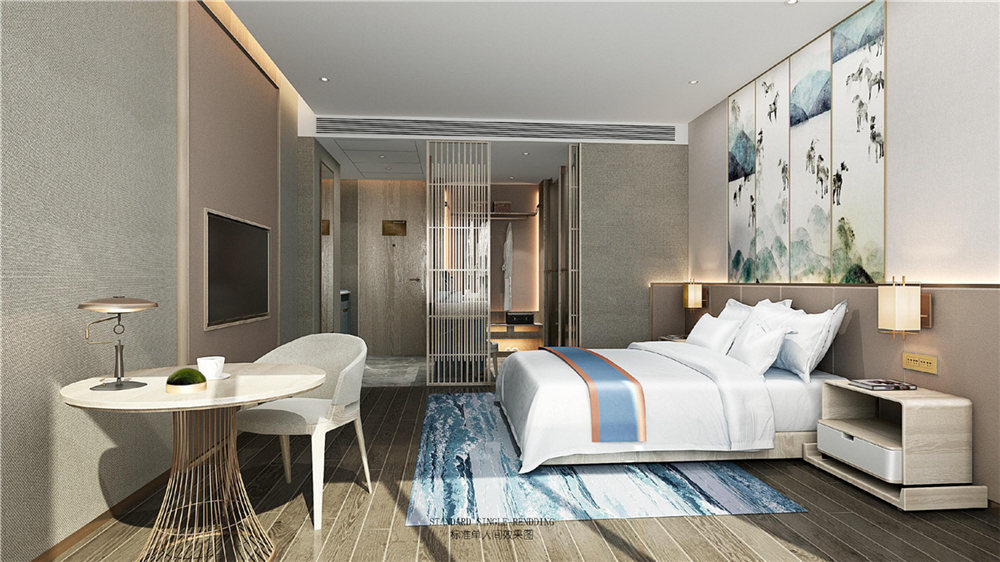 駐馬店閆式精品酒店大床房裝修設(shè)計(jì)效果圖