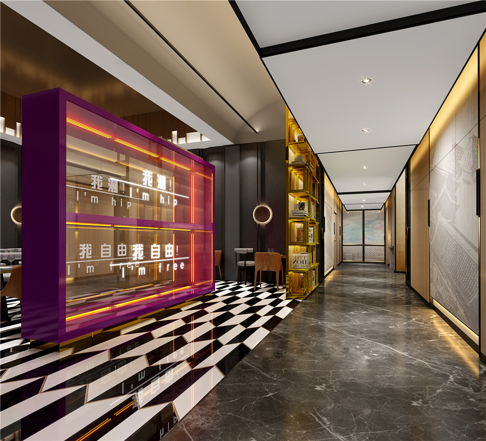 鄭州勝開連鎖精品酒店餐廳過道裝修設(shè)計效果圖