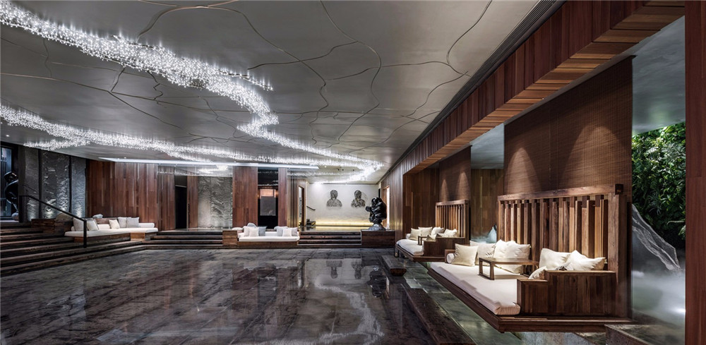 明谷行館新中式溫泉度假酒店裝修(圖3) 明谷行館新中式溫泉度假酒店大堂裝修實景圖
